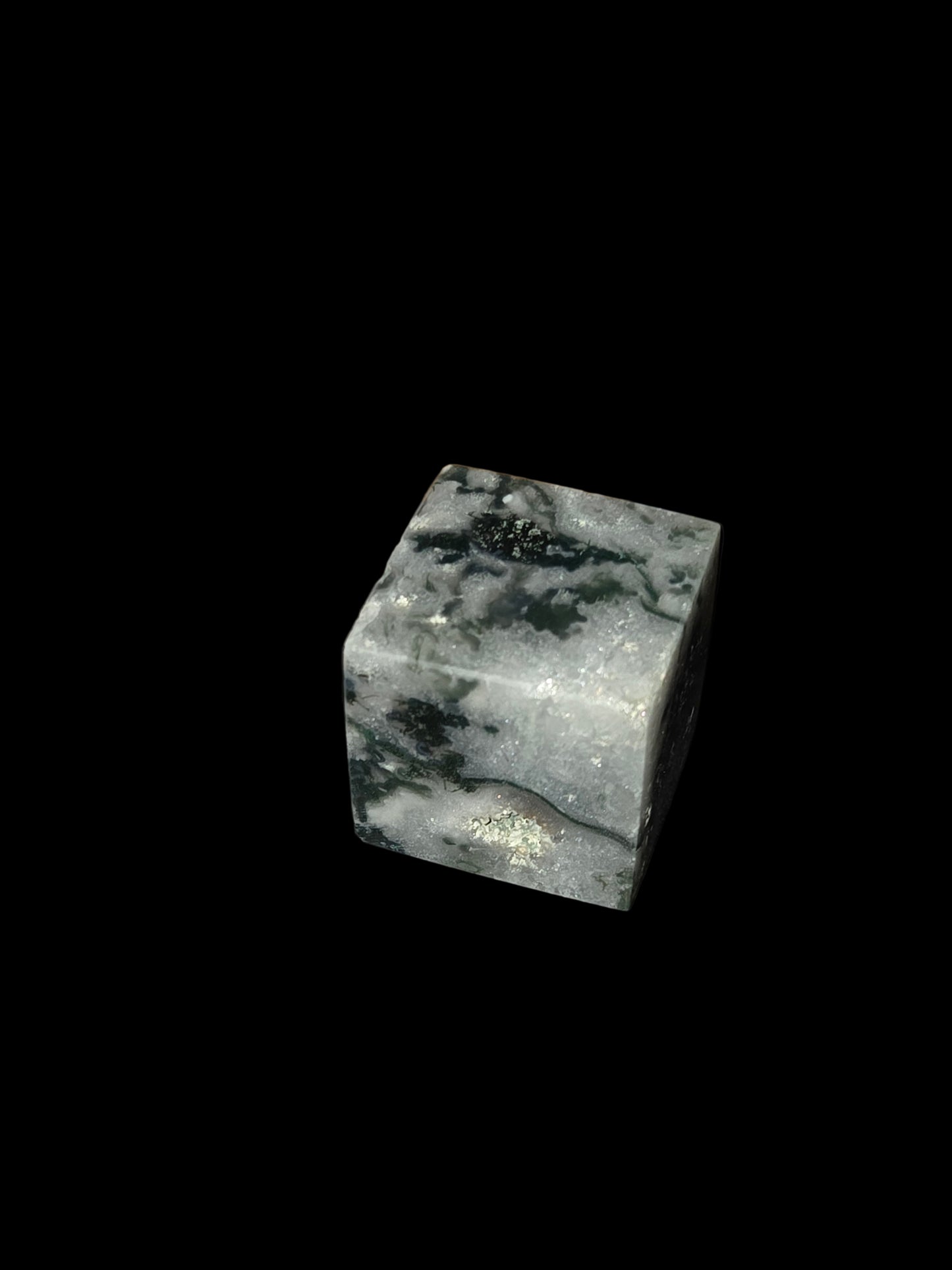 Moss agate cube