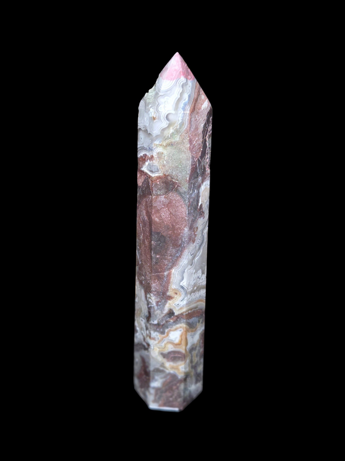 Mexican lace agate tower