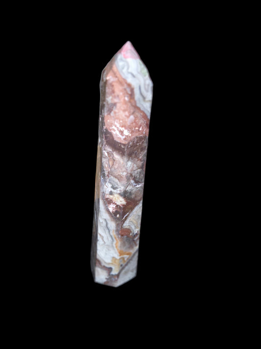 Mexican lace agate tower