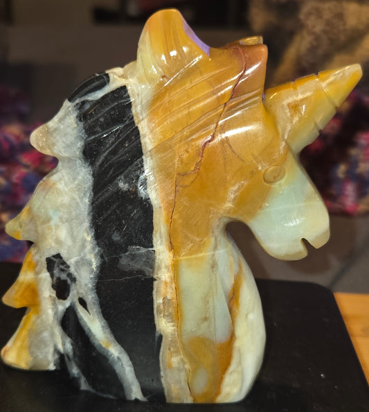 Bumblebee jasper unicorn carving