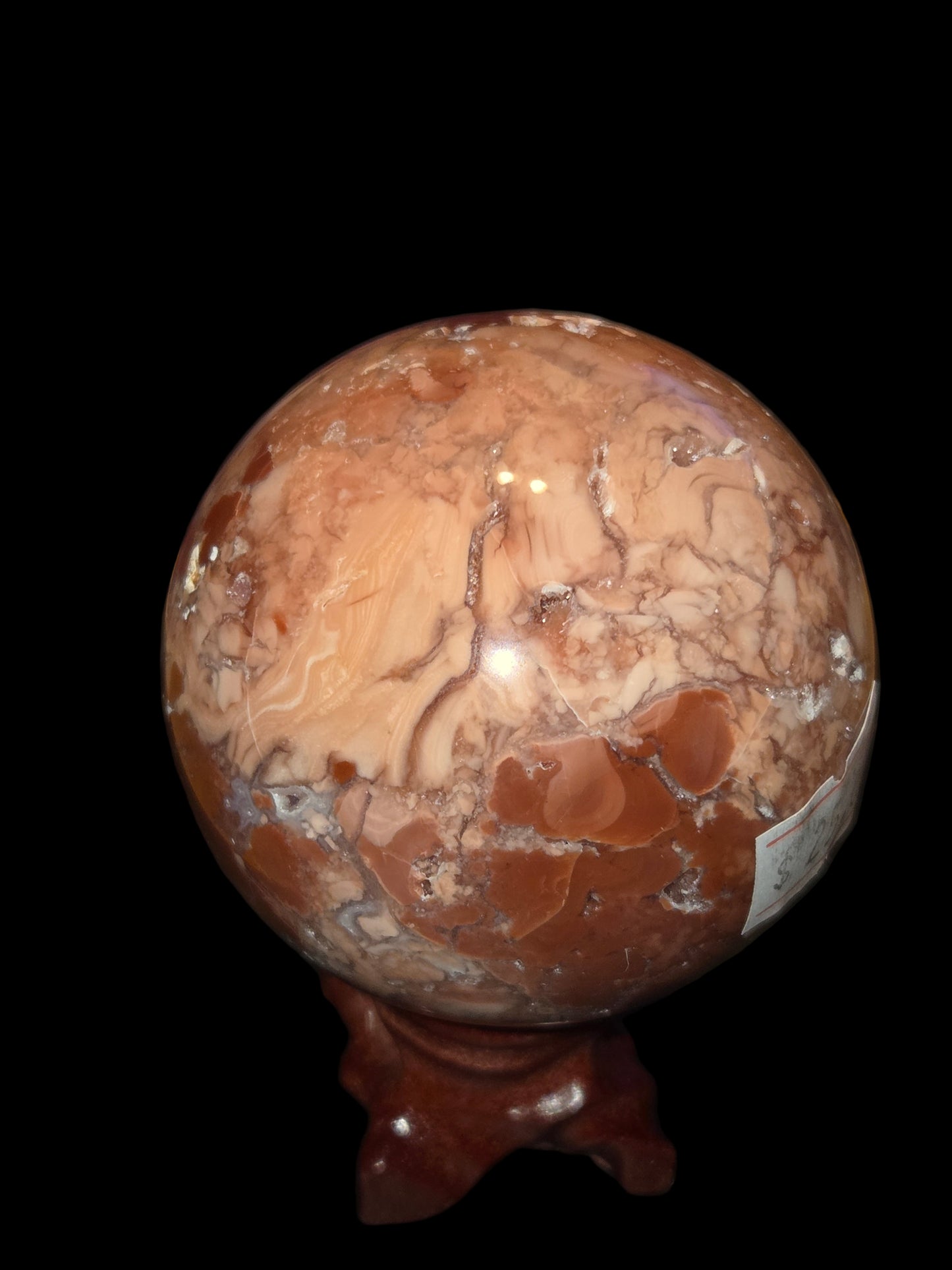 Brecciated pink agate sphere