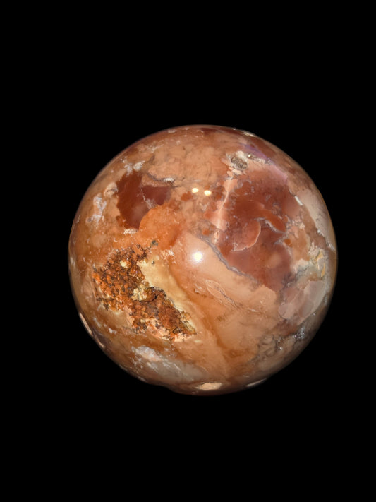 Brecciated pink agate sphere