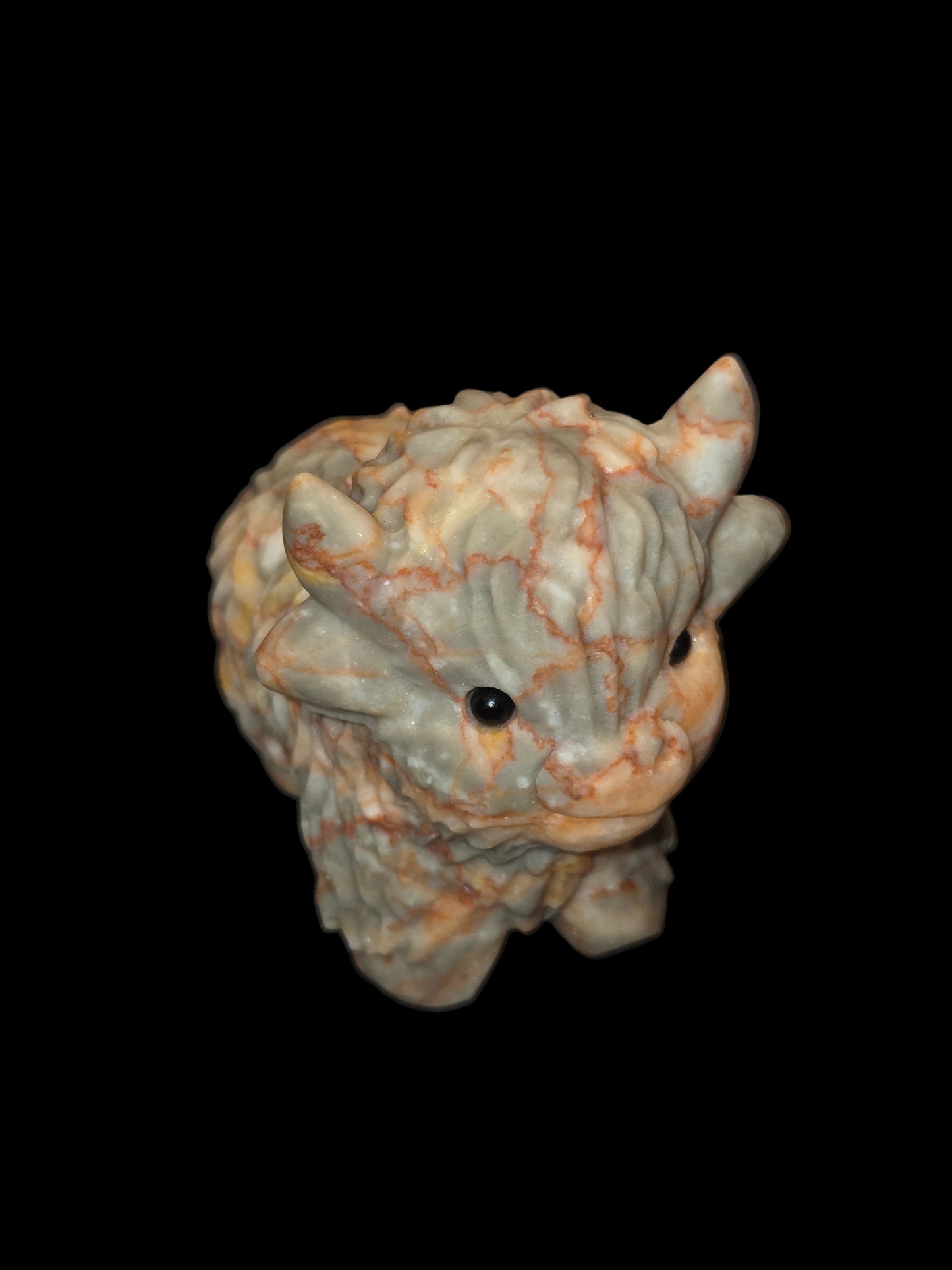 Red vein jasper highland cow carving