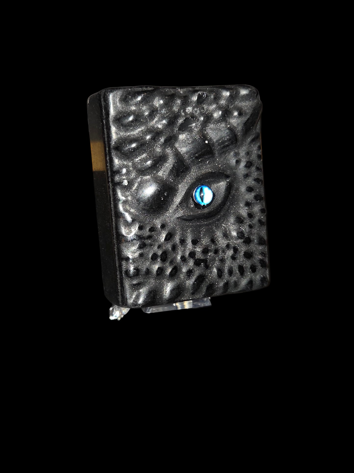 Obsidian dragon eye book carving