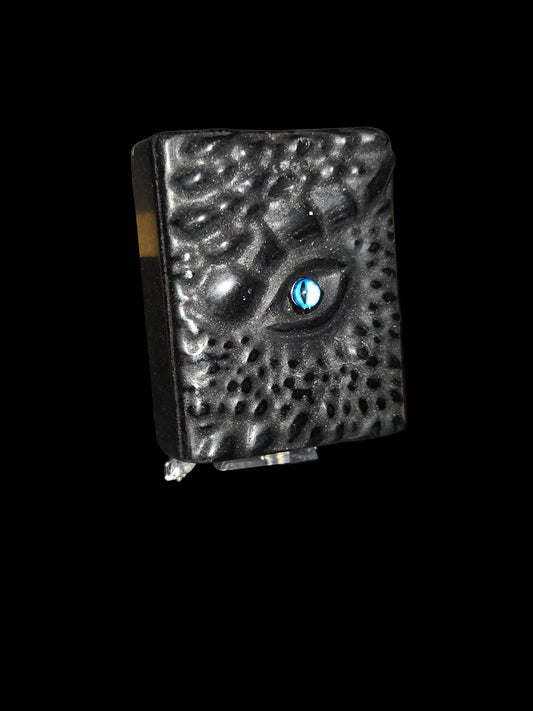 Obsidian dragon eye book carving