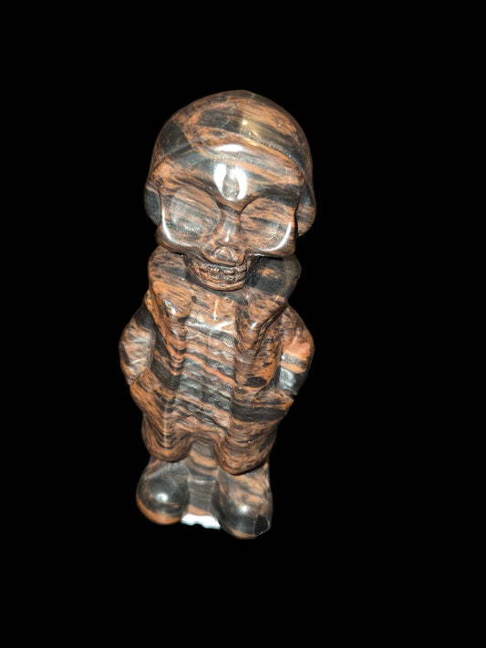 Mahogany obsidian skeleton man
