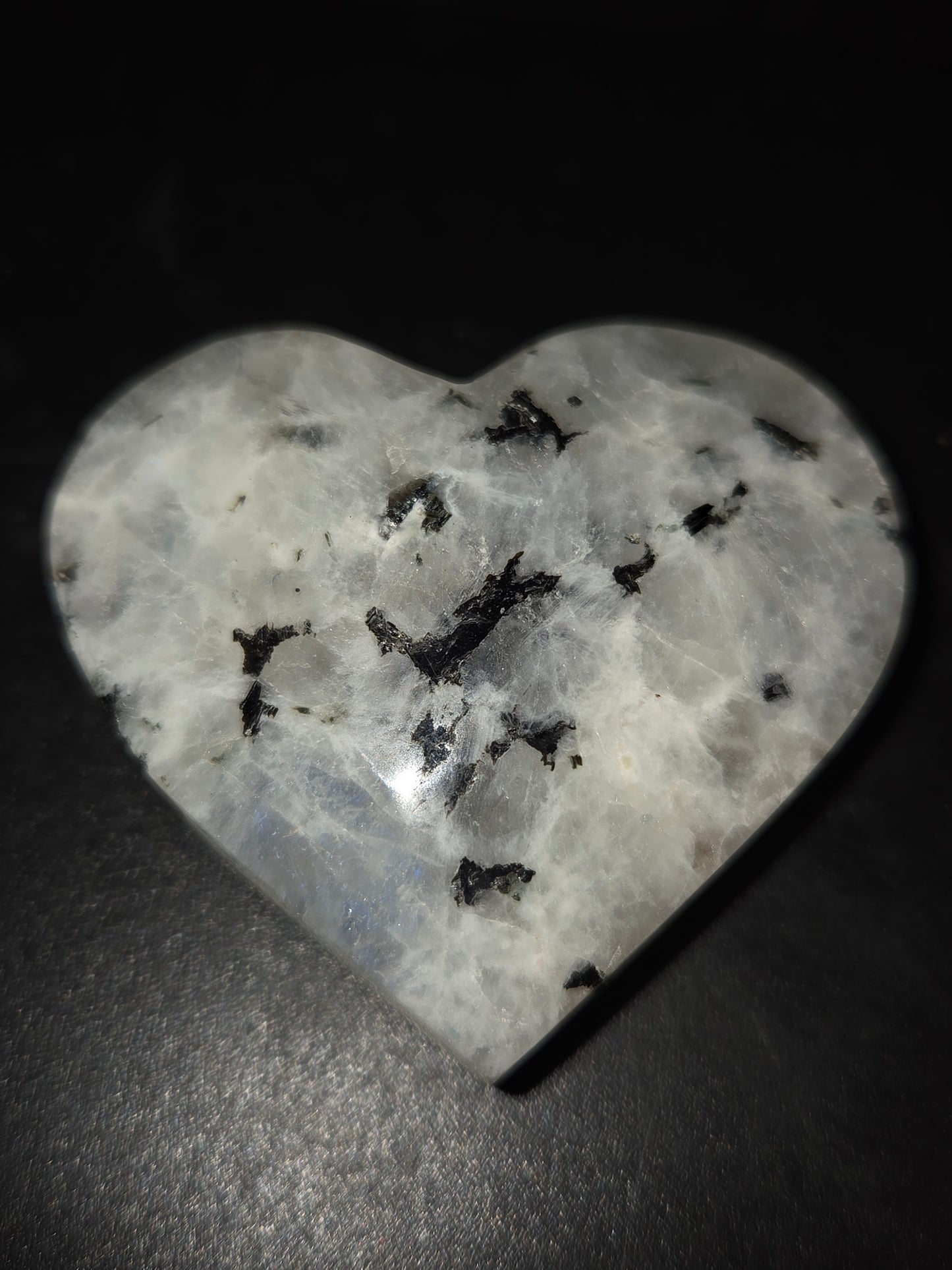 Rainbow moon stone heart