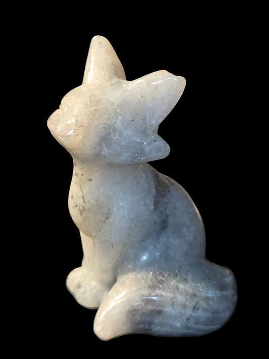 Labradorite fox carving
