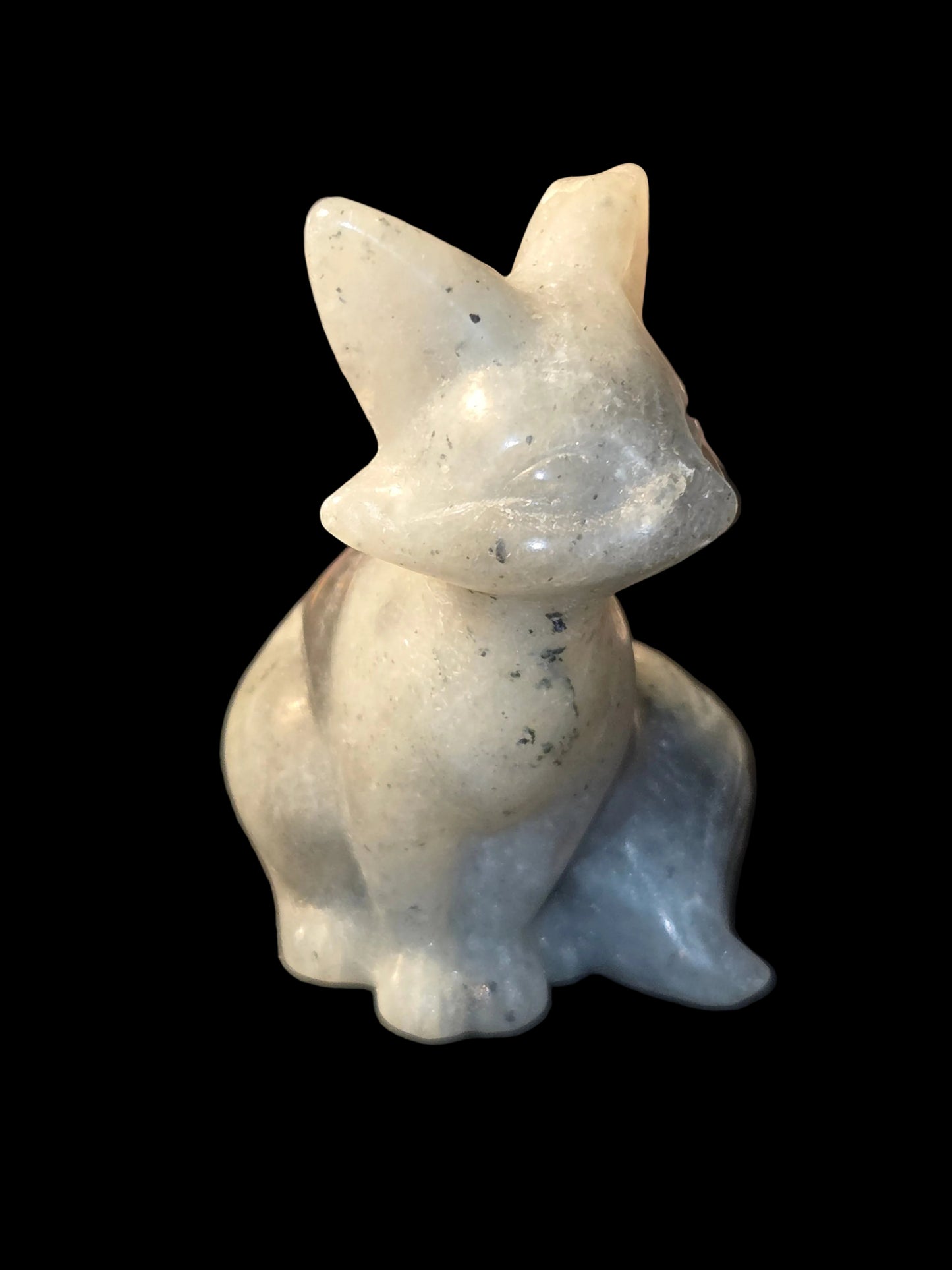 Labradorite fox carving