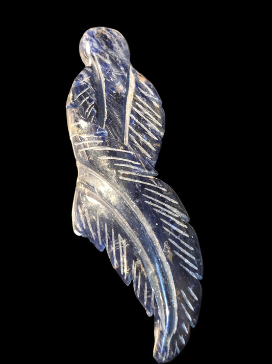 Lapis Lazuli feather carving