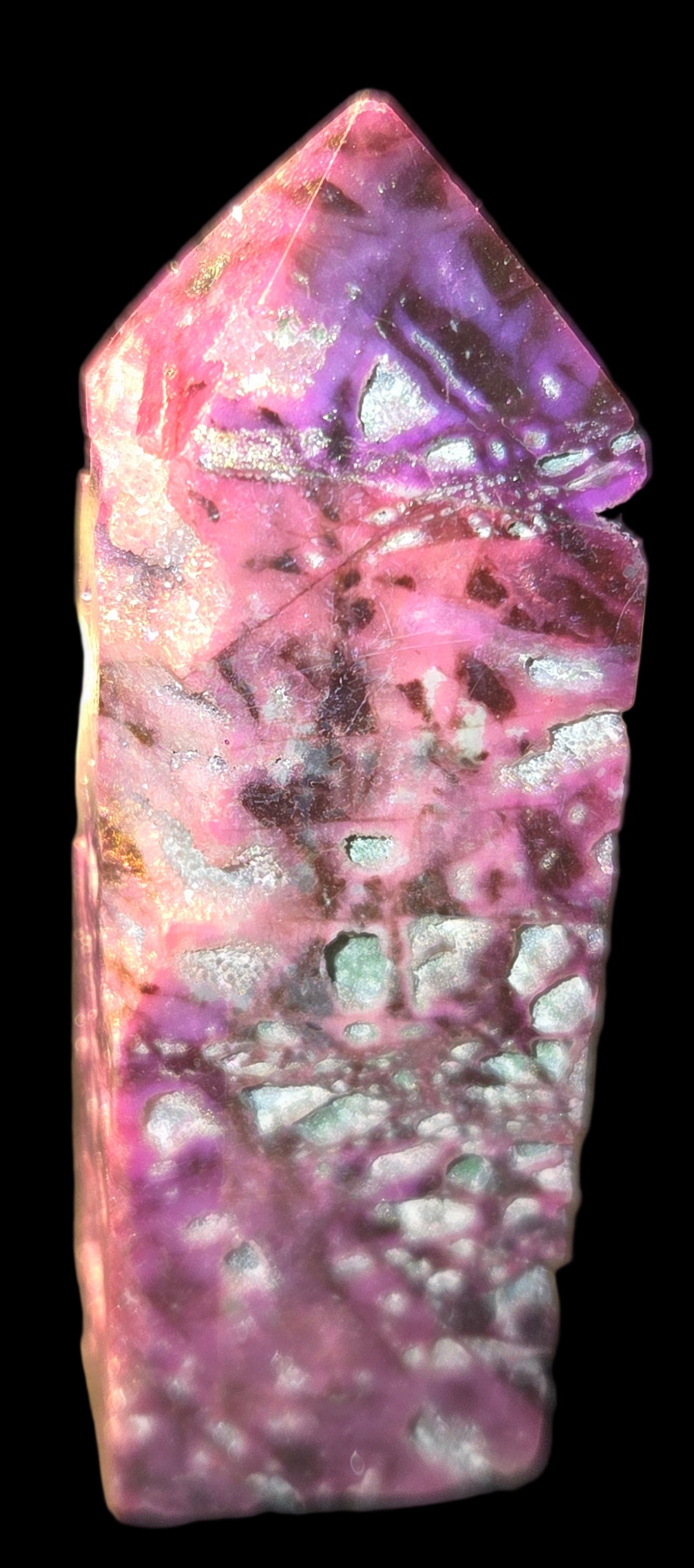 Purple aura quartz crystal