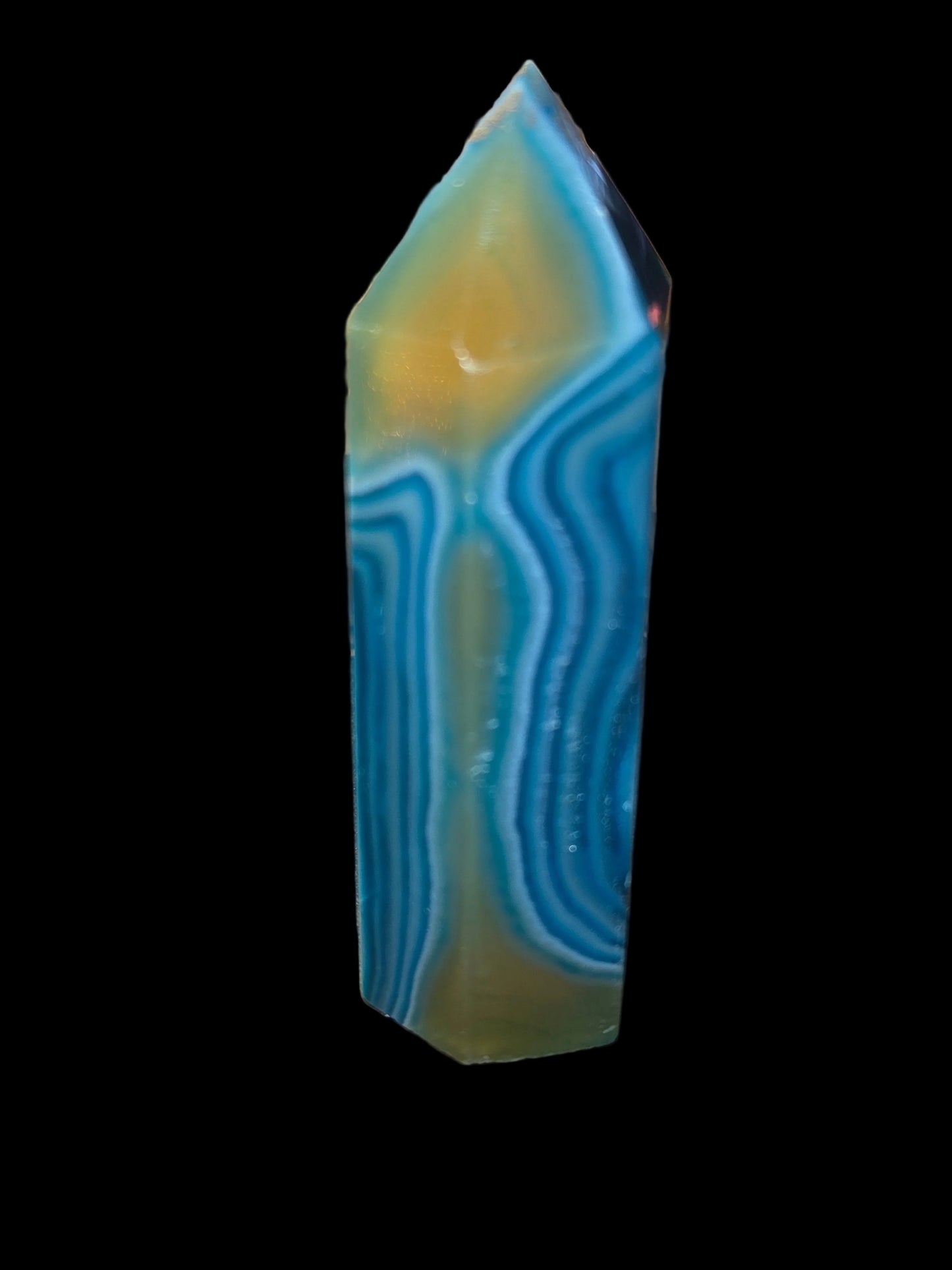 Dyed blue lace agate tower