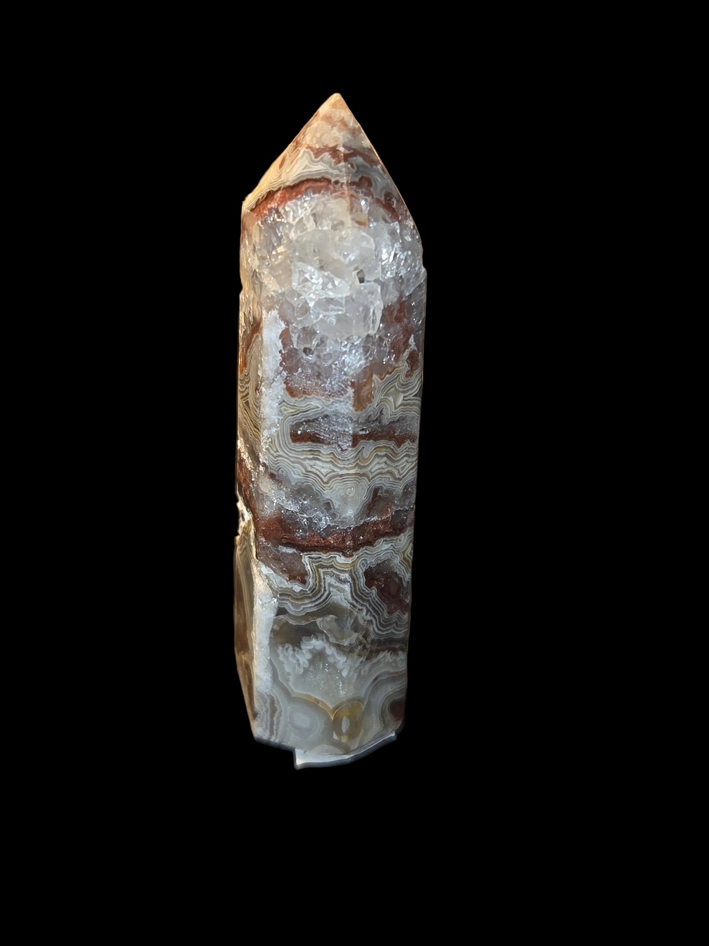 Mexican lace agate tower
