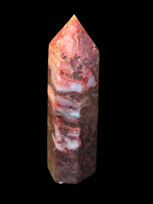 Red moss agate tower