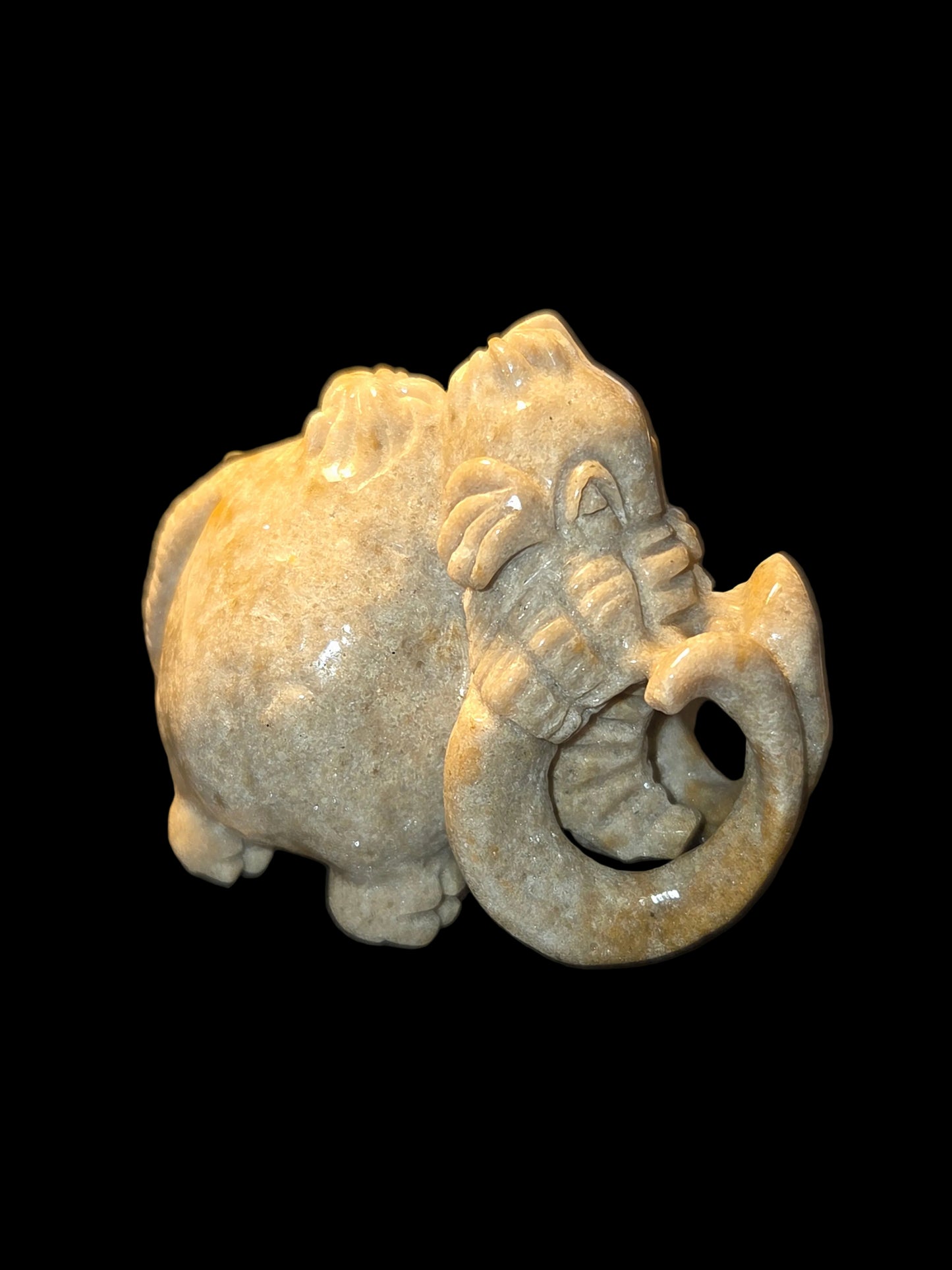 Desert jasper woolly mammoth carving