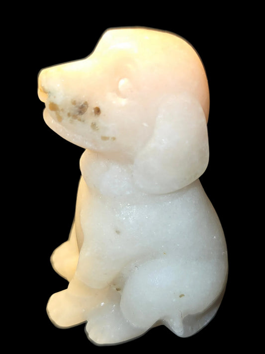 White marble dog carving