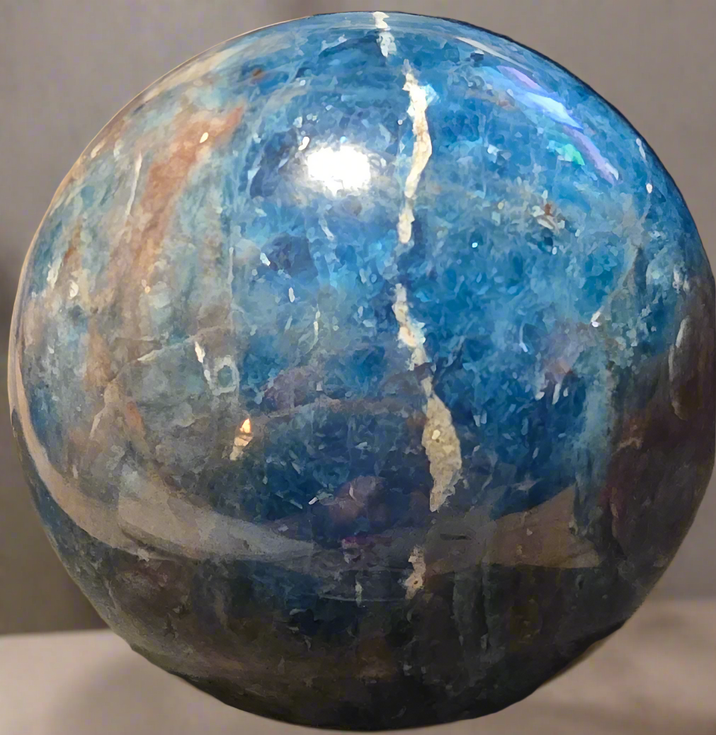 Blue apatite sphere