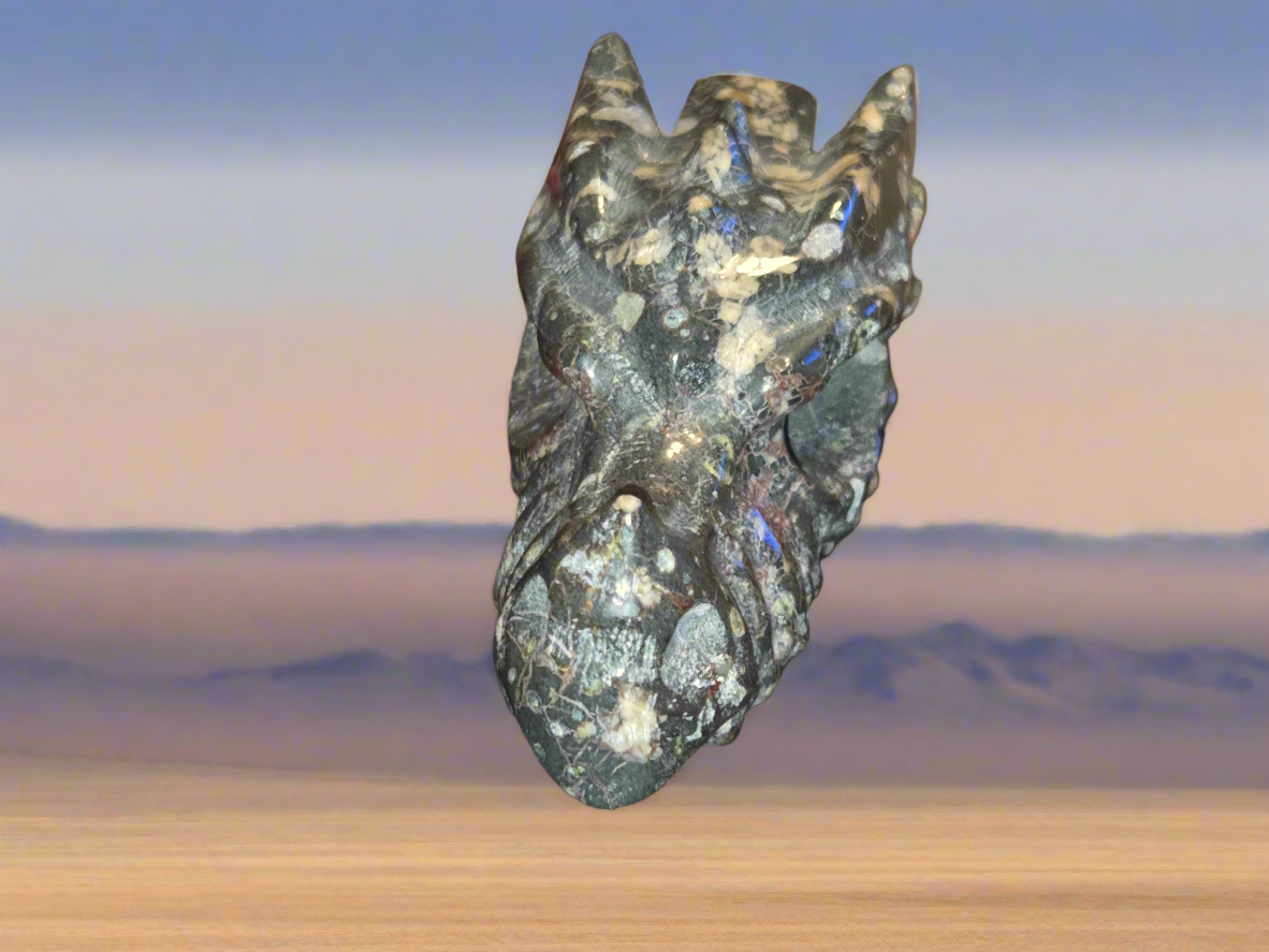 Zebra Jasper Dragon Skull