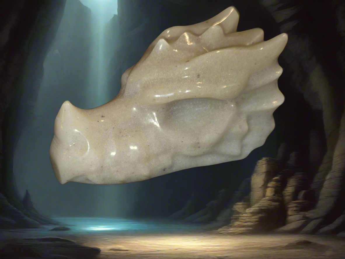 Gray Agate Dragon Skull