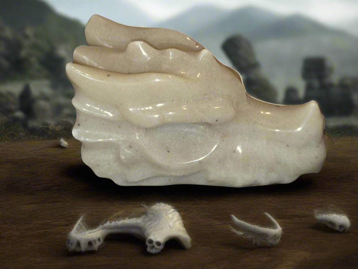 Gray Agate Dragon Skull