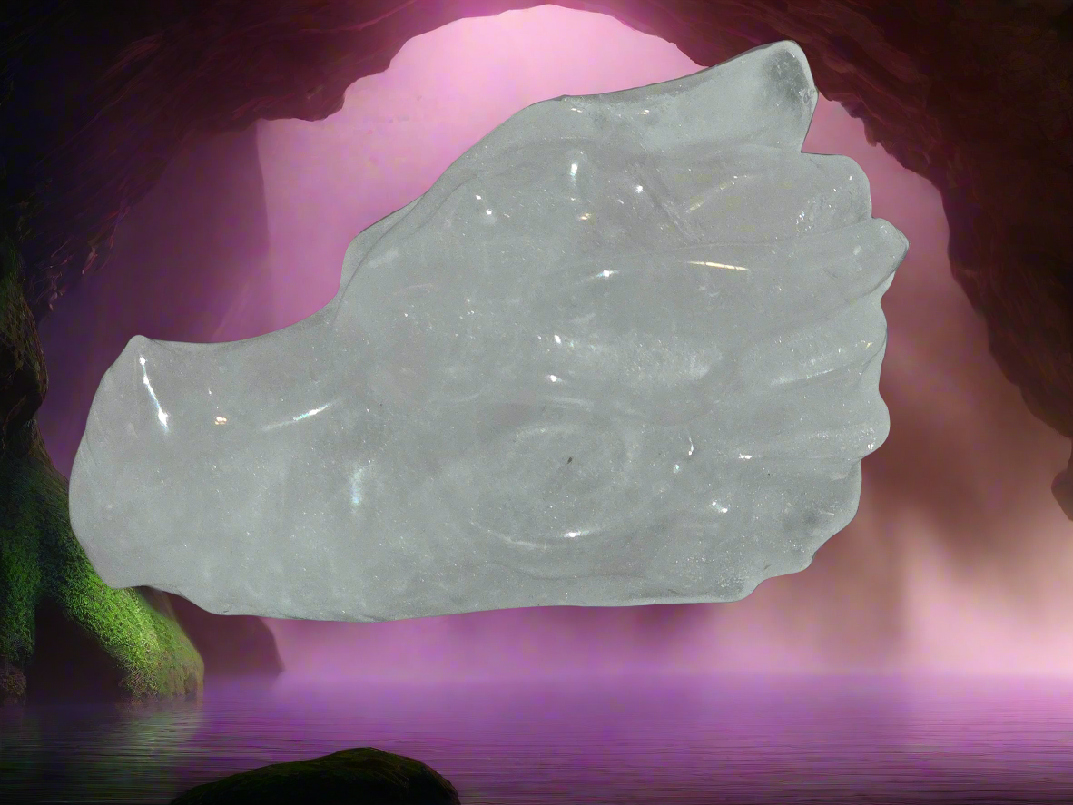 Clear Quartz Dragon Skull
