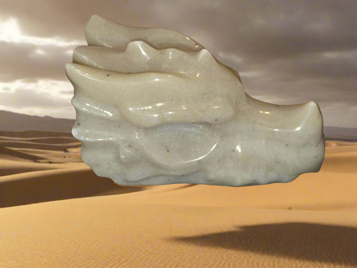 Gray Agate Dragon Skull