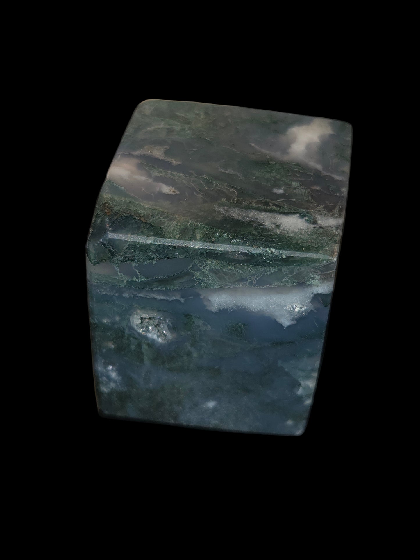Moss agate cube
