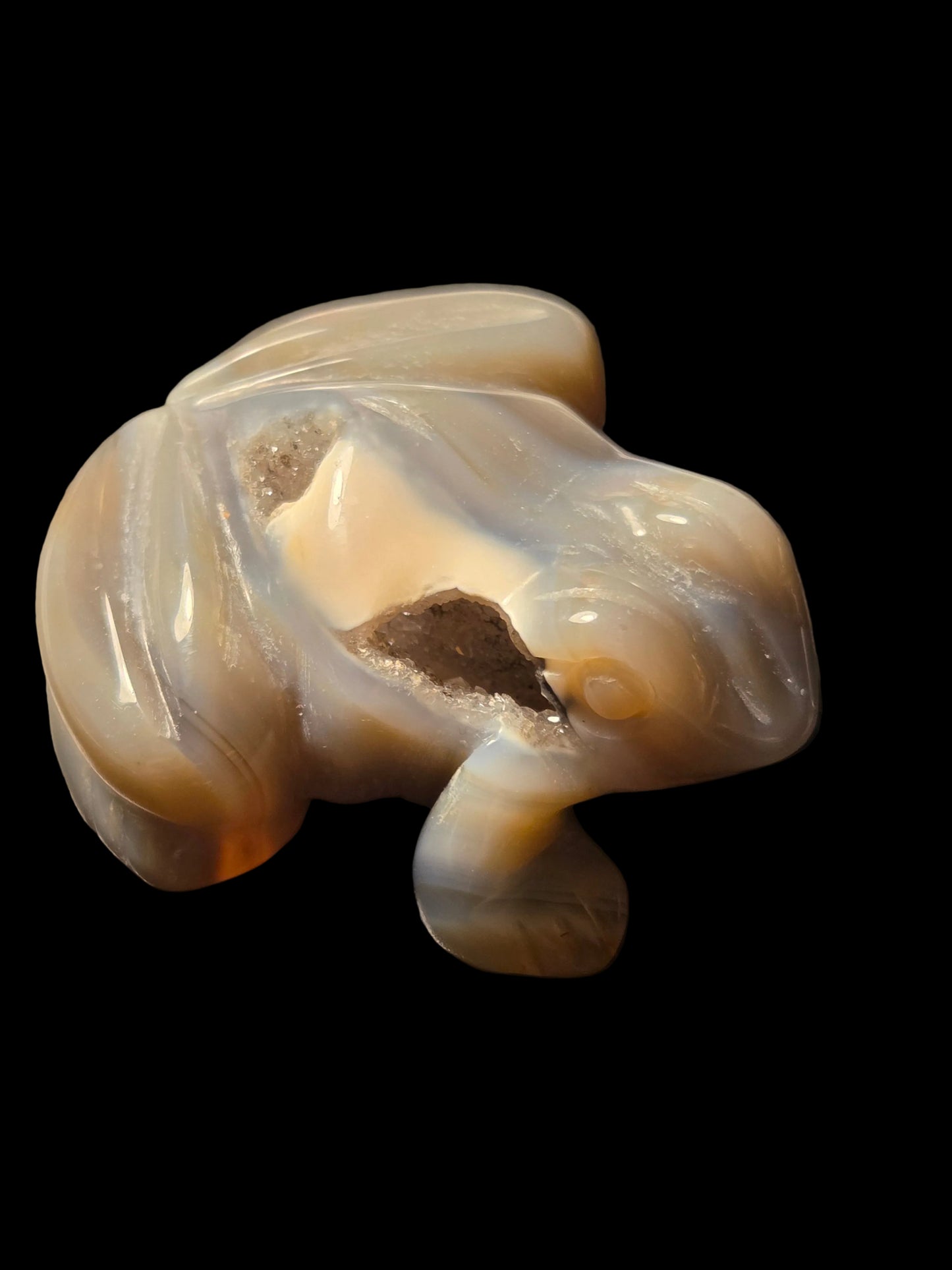 Blue lace agate frog