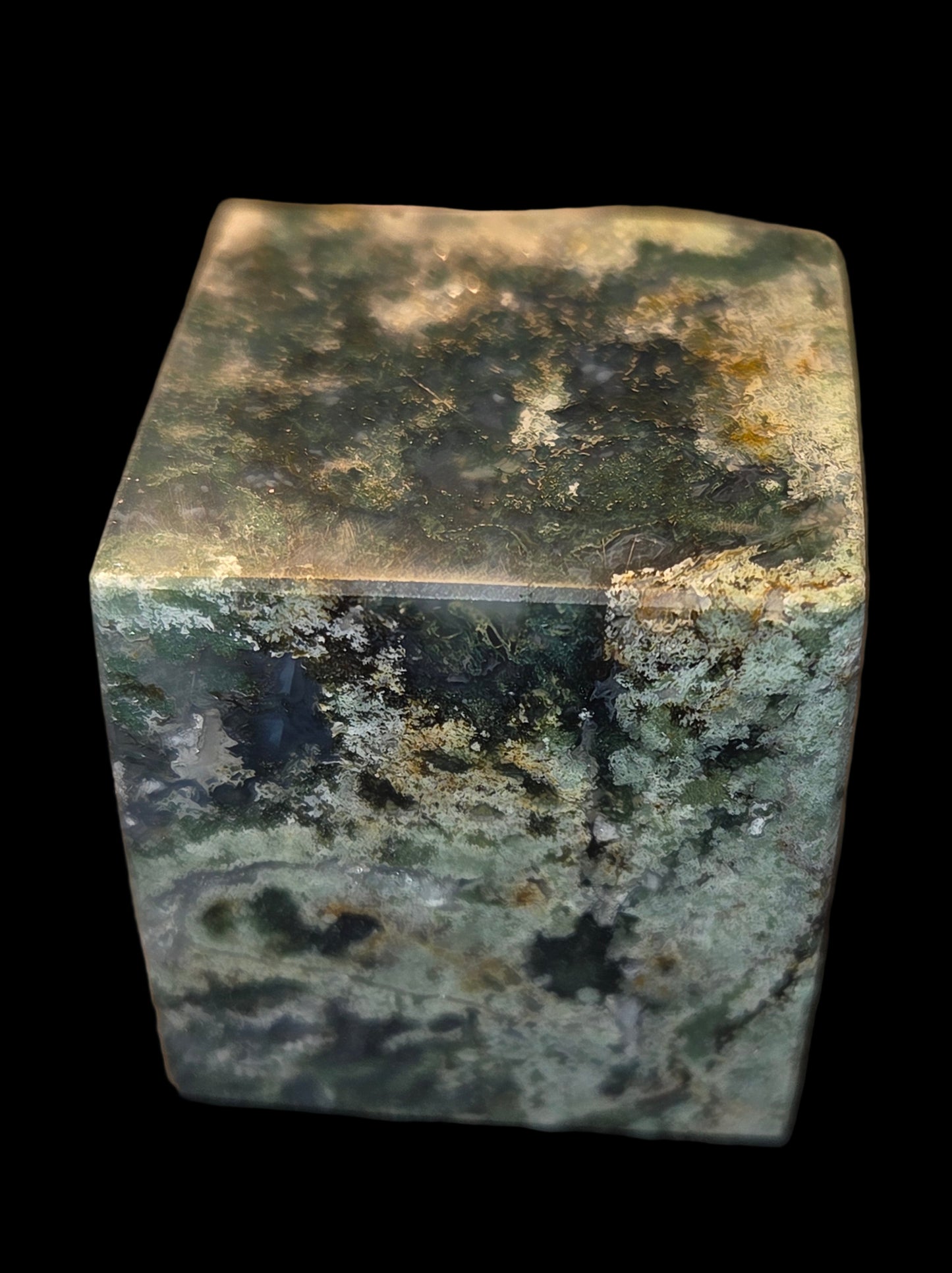 Moss agate cube
