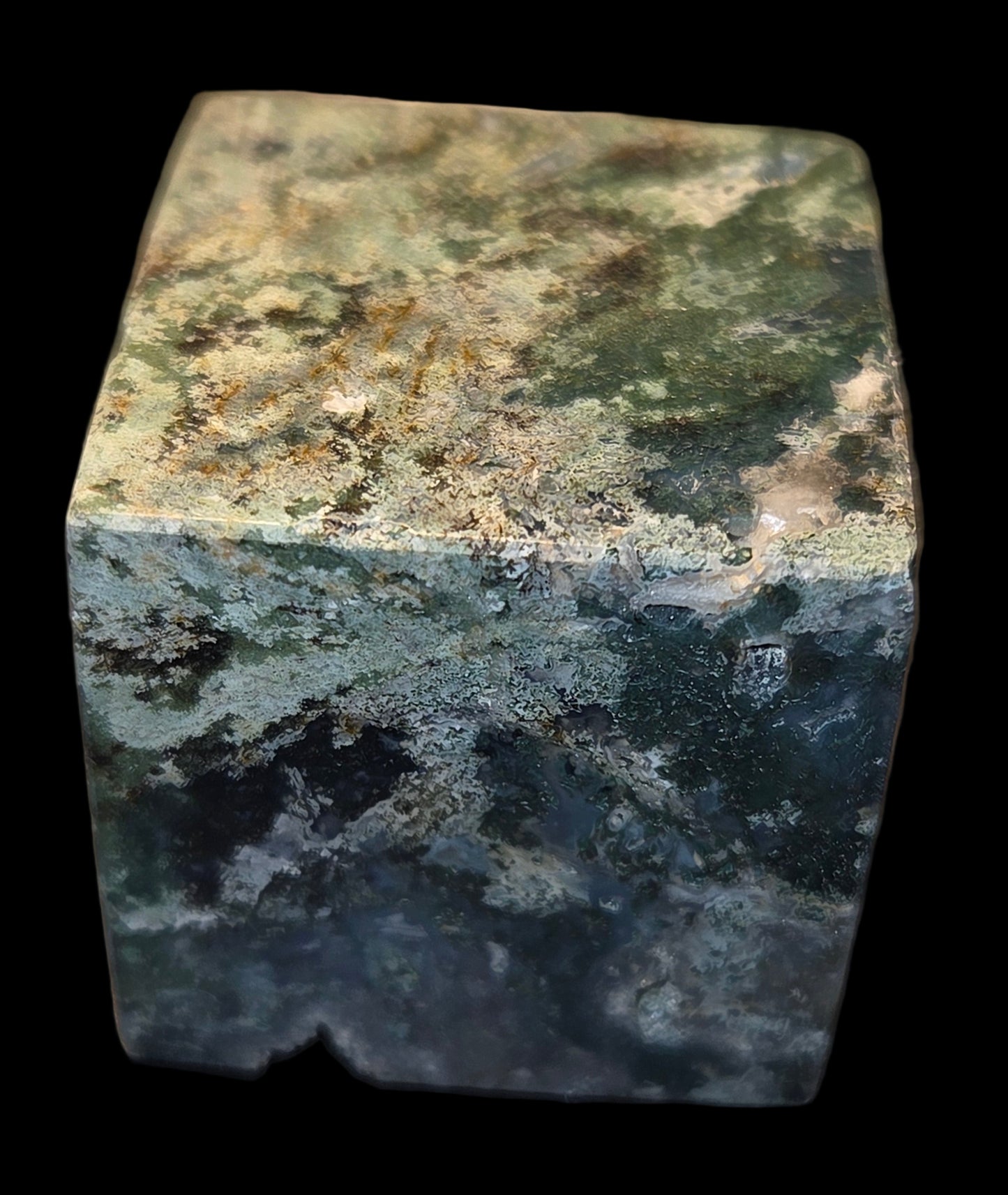 Moss agate cube