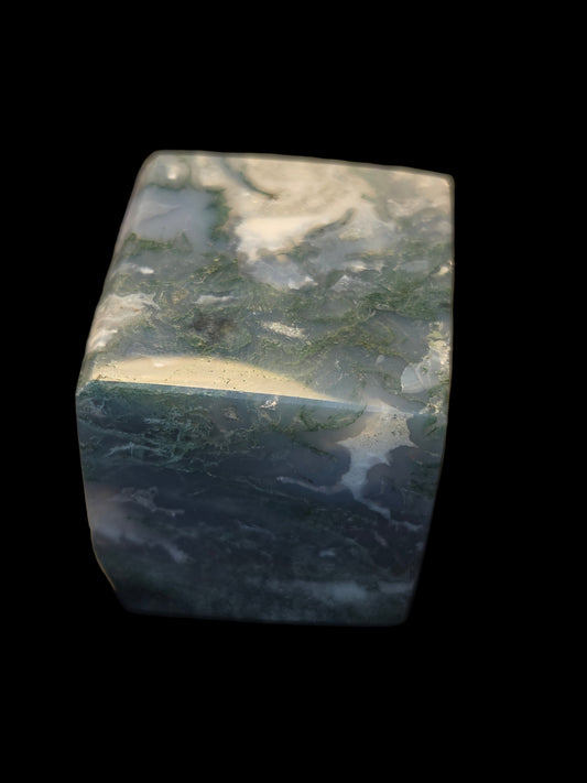 Moss agate cube