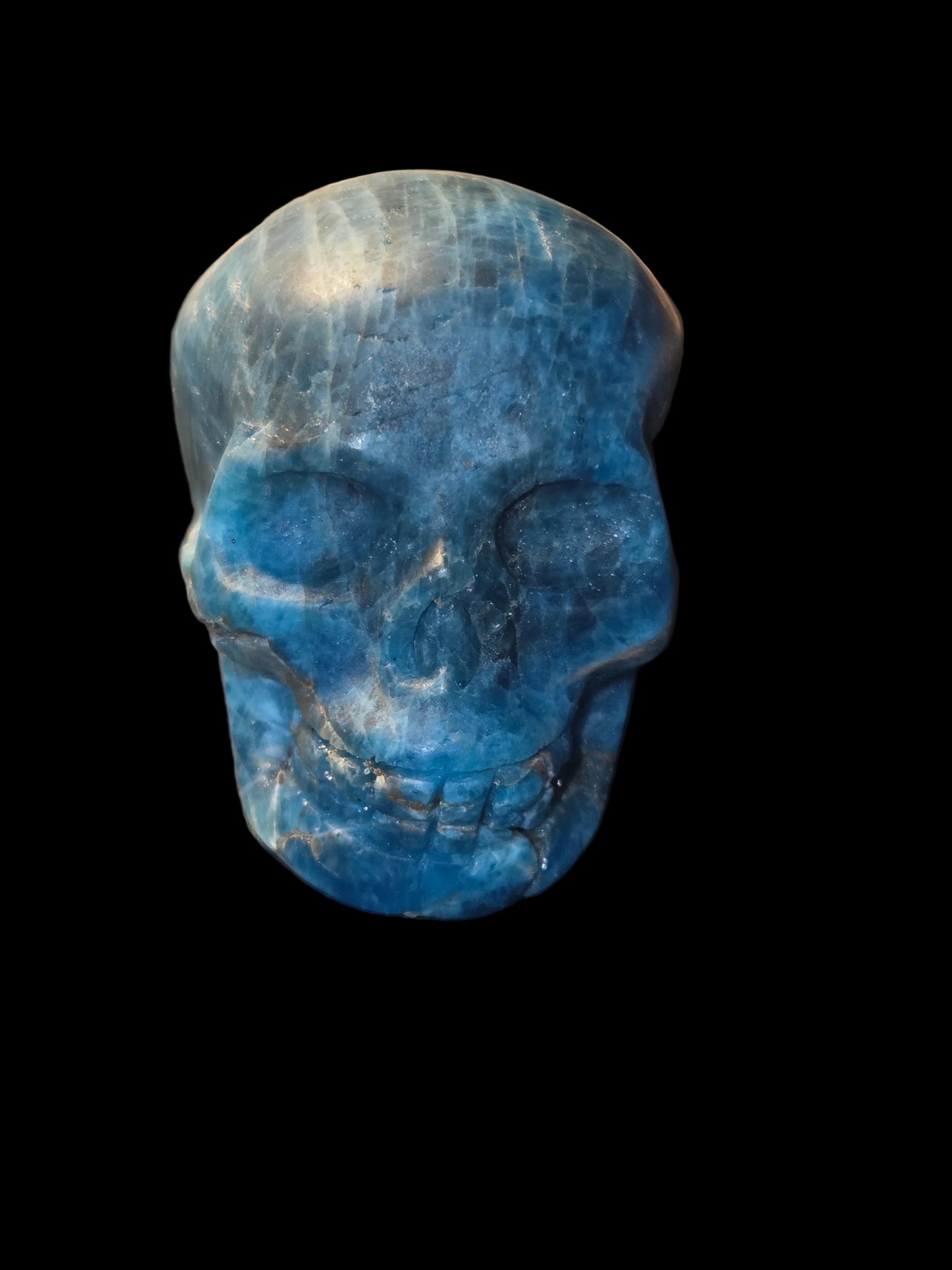 Blue apatite skull