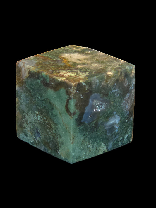 Moss agate cube