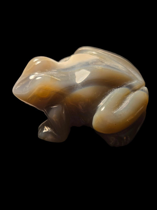 Blue lace agate frog